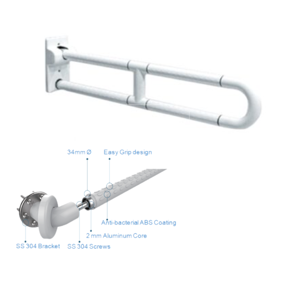 HCG SB100-70 Alastair Fli-Up Antibacterial Grab Bar