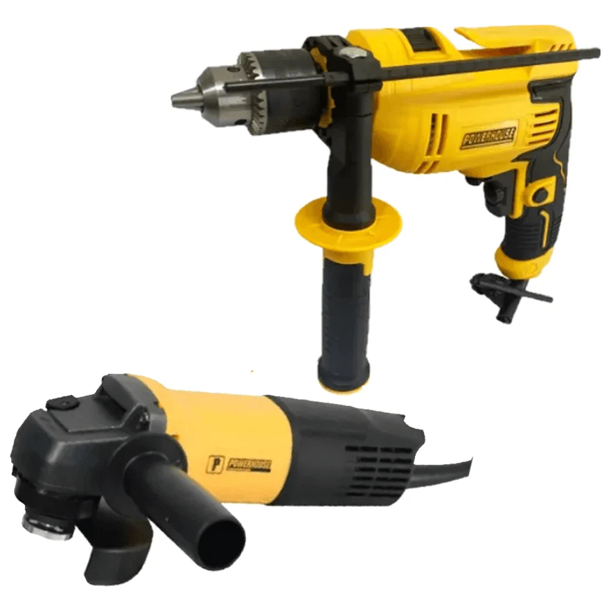 PowerHouse Angle Grinder 650W & Impact Drill 720W Combo Set