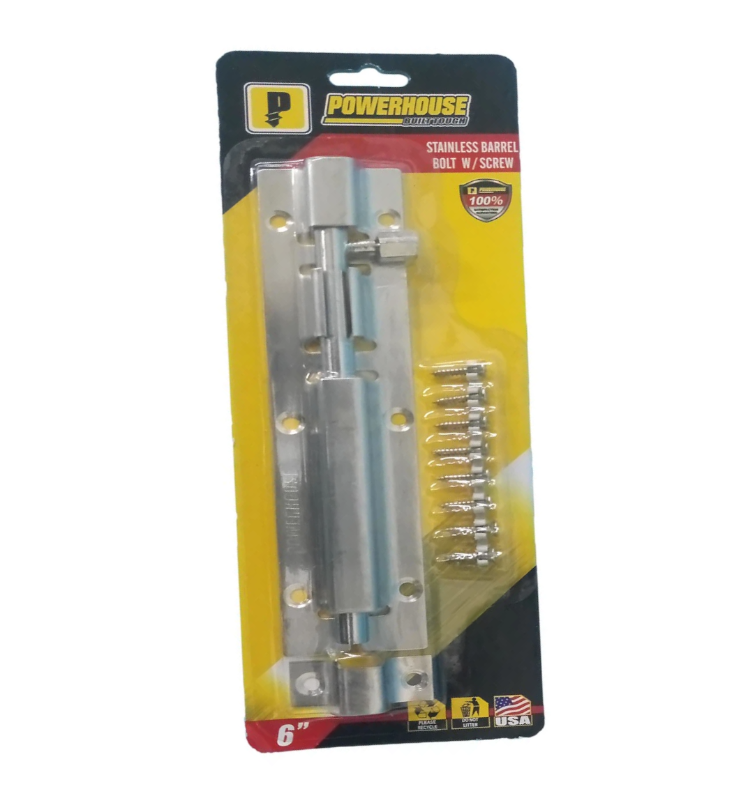 PowerHouse Stainless Barrel Bolt with Screw 6