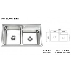 CRESTON CK-8148S Top Mount Sink Size: (815mm x 480mm x 205mm)